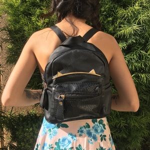 Cat ears mini faux leather backpack